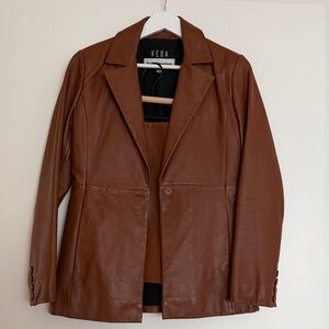 Veda x Reformation - Leather Blazer and Skirt Set